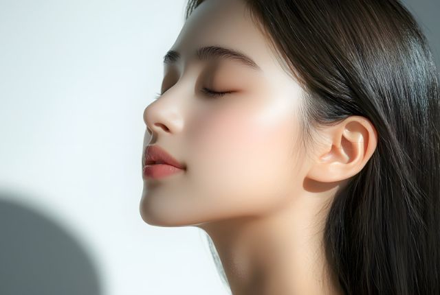 横顔が綺麗な女性